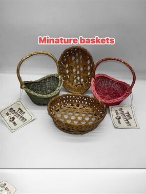 Vintage Set of 4 The Country by Coe & Dru Woven Wicker Easter Baskets Mini Boho